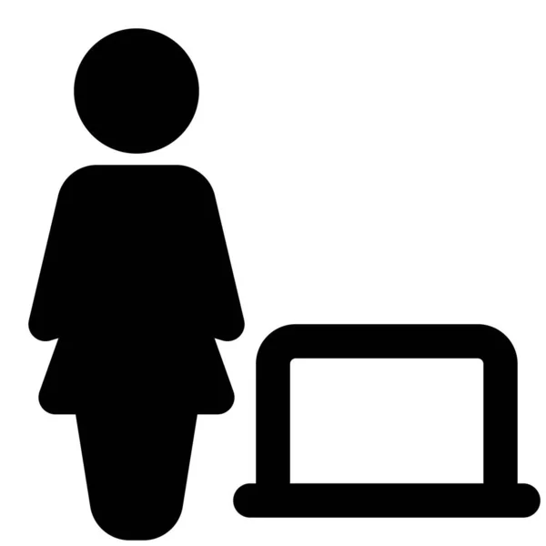 Femme Affaires Travaillant Distance Maison Sur Ordinateur Portable — Image vectorielle