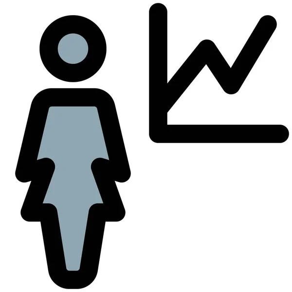 Graphique Des Ventes Hausse Des Statistiques Des Femmes Affaires — Image vectorielle