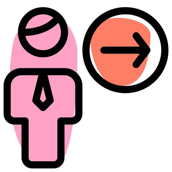 Homme Affaires Avec Une Bonne Direction Flèche Indication — Image vectorielle