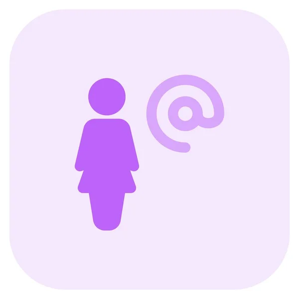 Femme Affaires Utilisant Adresse Email Entreprise Pour Travail — Image vectorielle