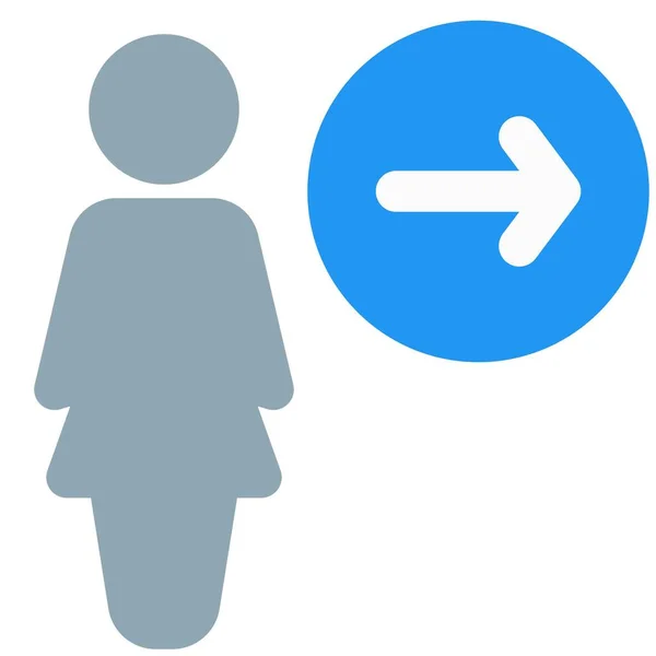Femme Affaires Avec Une Bonne Direction Flèche Indication — Image vectorielle