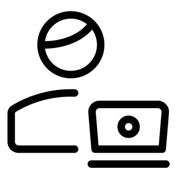 Online Nutzer Nutzen Laptop Zum Arbeiten Und Programmieren — Stockvektor