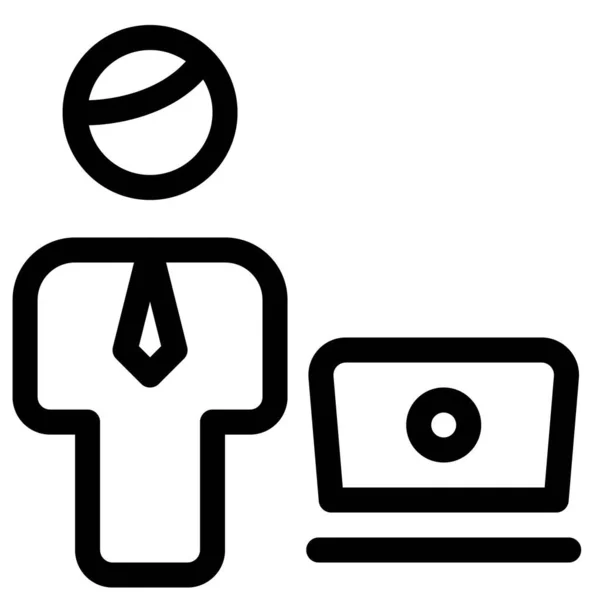 Üzletember Online Dolgozik Egy Laptop Számítógépen — Stock Vector