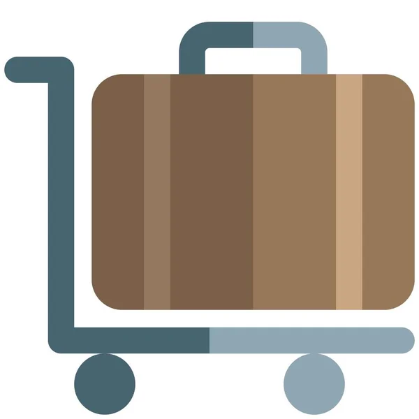 Heavy Baggage Being Transported Facility Trolley — Stock Vector
