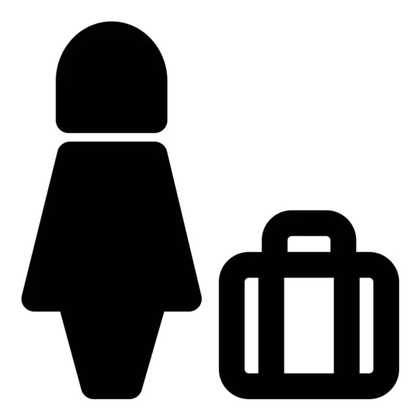 Mujer Viajando Sola Con Propia Bolsa Equipaje — Vector de stock