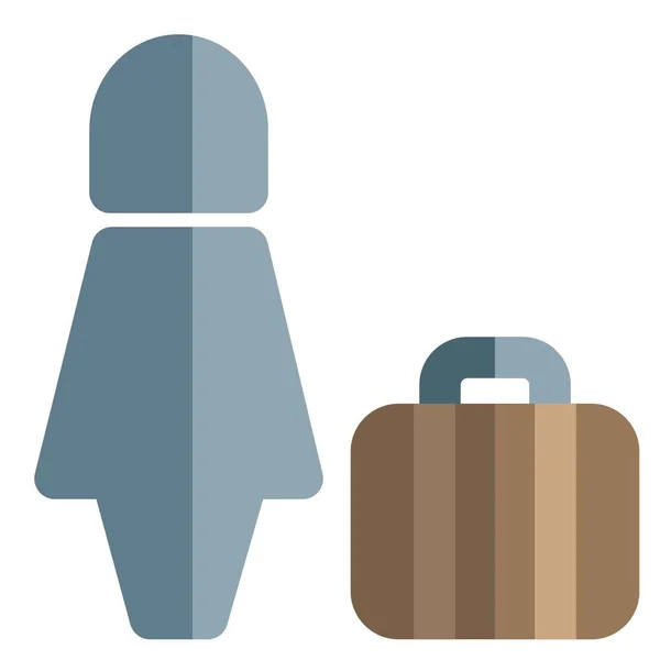 Femme Voyageant Seule Avec Son Propre Sac Bagages — Image vectorielle