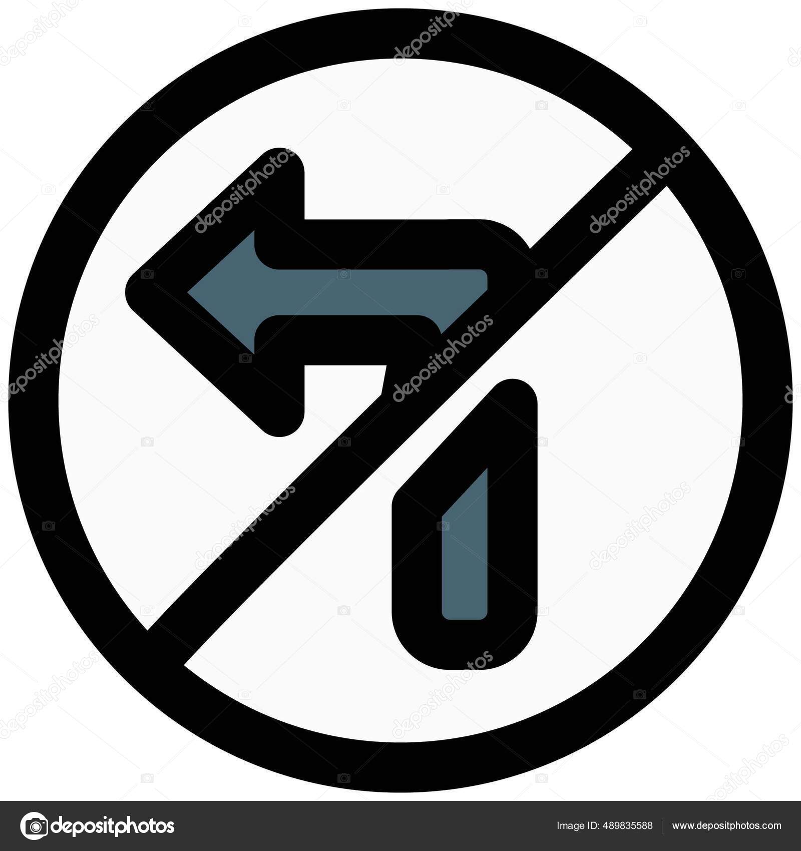 Turn Left Side Traffic Sign Board Crossed imagem vetorial de ©