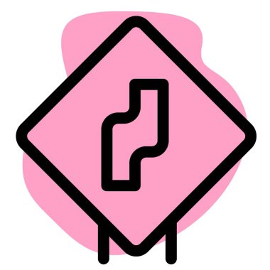 Shape curve turn right side road side warning signboard