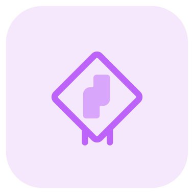 Shape curve turn right side road side warning signboard