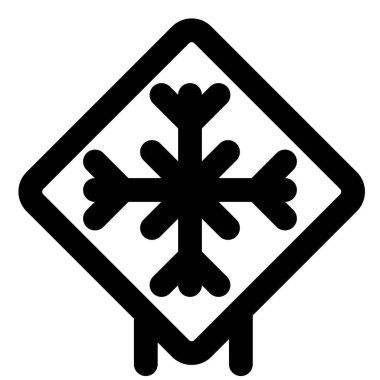 Winter season with ice frosting zone road signal