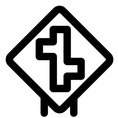 Road with multiple intersection roads on a road sign