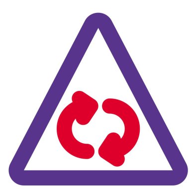 Roundabout with clockwise arrows on a triangular board