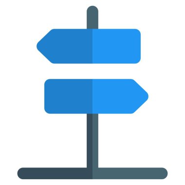 Signpost with a both direction left and right signaling