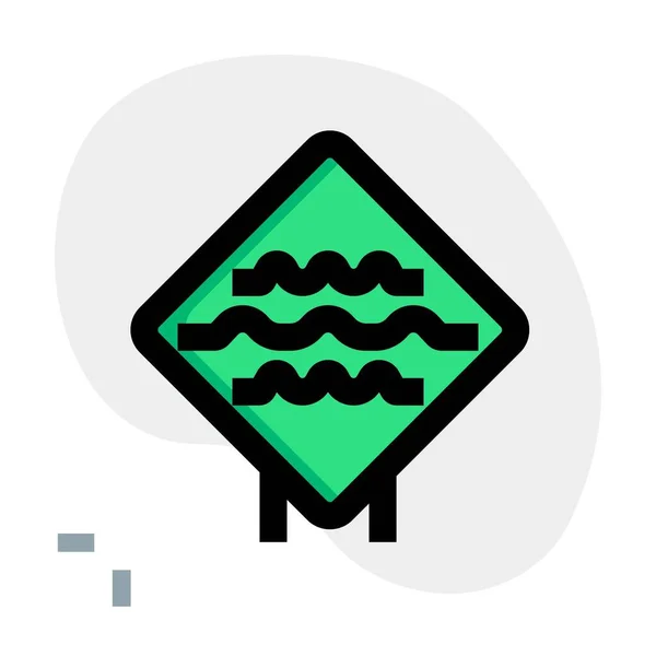 Big Waves Warning Sign Board Layout — Vettoriale Stock