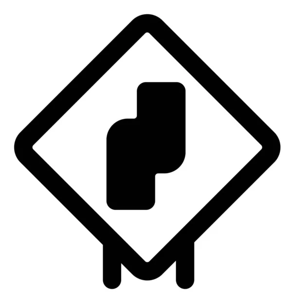 Σχήμα Καμπύλη Στρίψτε Δεξιά Πλευρά Του Δρόμου Προειδοποιητική Πινακίδα — Διανυσματικό Αρχείο