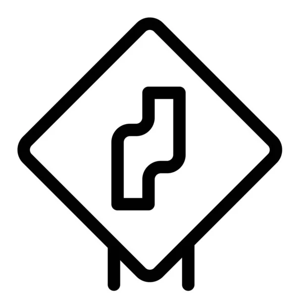Shape Curve Turn Right Side Road Side Warning Signboard — Image vectorielle
