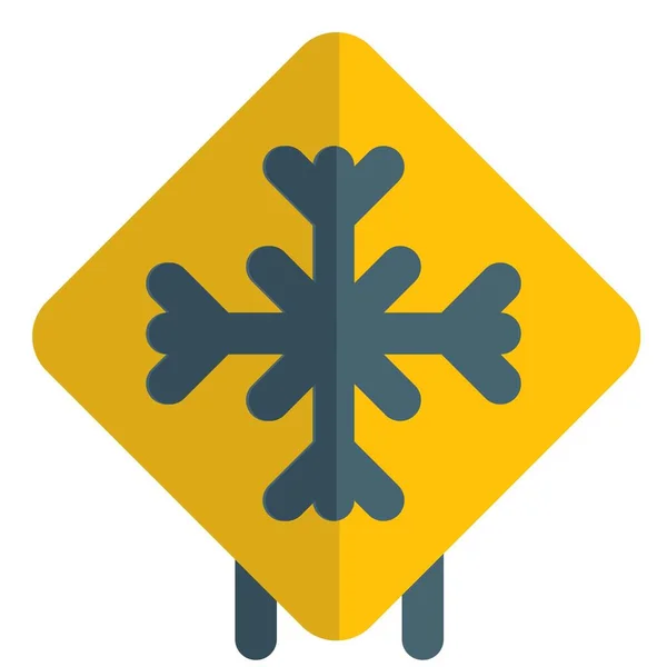 Winter Season Ice Frosting Zone Road Signal — 스톡 벡터