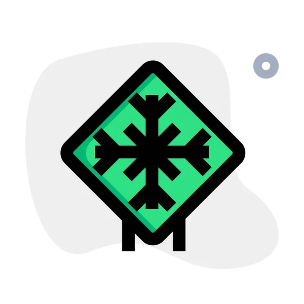 Winter Season Ice Frosting Zone Road Signal — 스톡 벡터