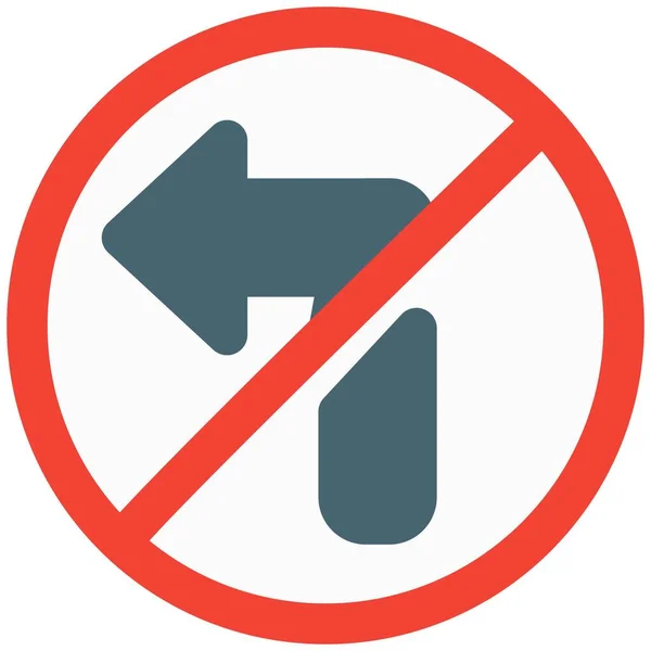 Turn Left Side Traffic Sign Board Crossed — 스톡 벡터