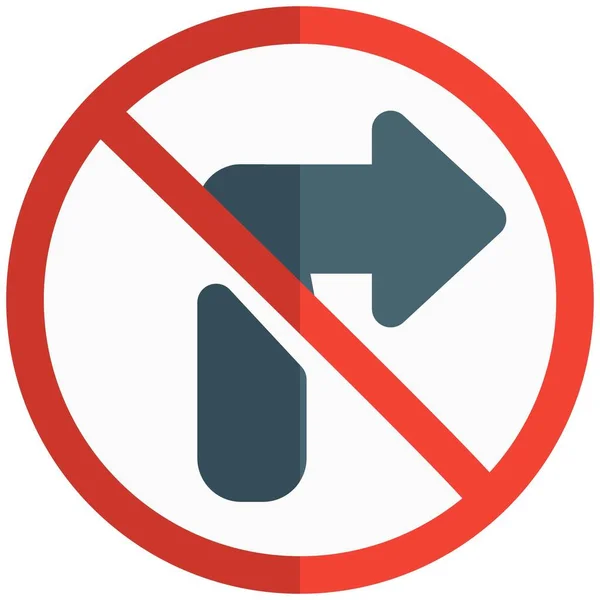 Turn Right Side Traffic Sign Board Crossed — Vetor de Stock