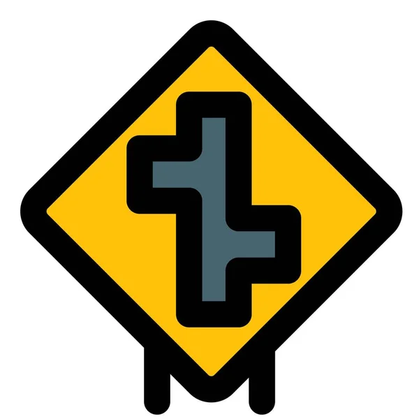 Weg Met Meerdere Kruispunten Een Verkeersbord — Stockvector