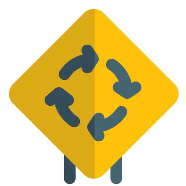 Roundabout Inner Intersection Traffic Sign Board — Vetor de Stock