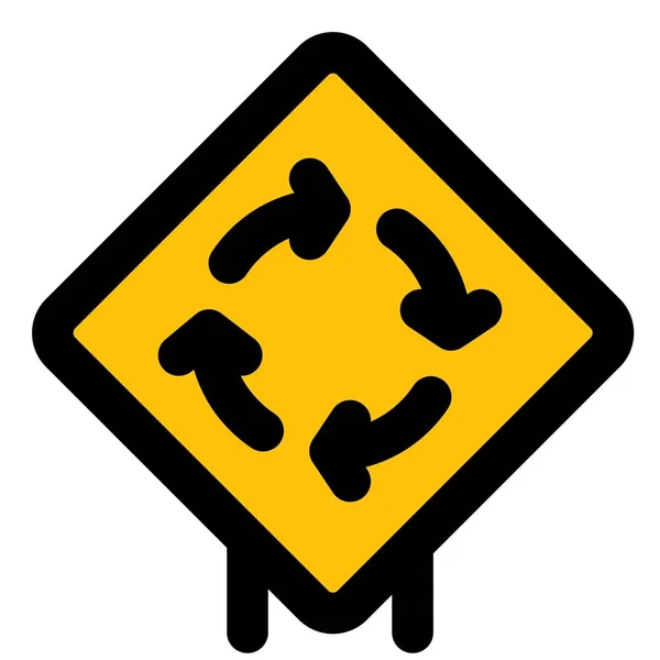 Kreisverkehr Innerer Kreuzung Mit Verkehrszeichenschild — Stockvektor