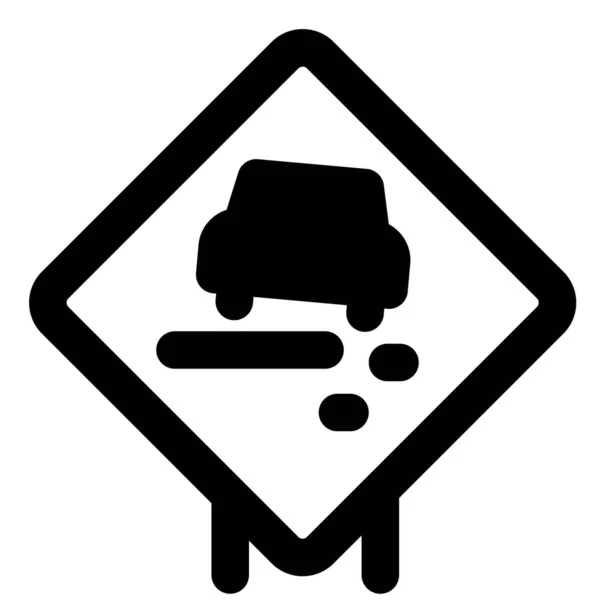 Slippery Road Warning Road Traffic Signal — Vettoriale Stock
