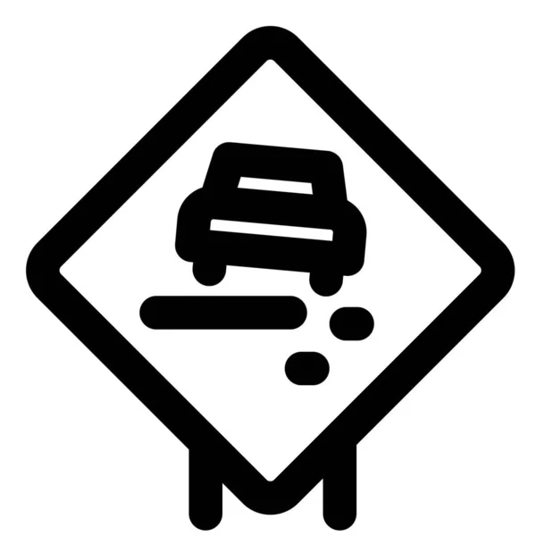 Csúszós Figyelmeztető Jelzéssel Közúti Közlekedési Lámpán — Stock Vector