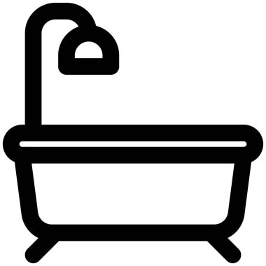 Üst duşlu birinci sınıf banyo küveti.