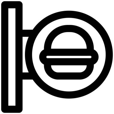 Bekleme yerinde hamburger tabelası olan restoran.