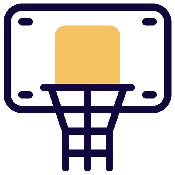 篮球圈高高地系在篮框上 — 图库矢量图片