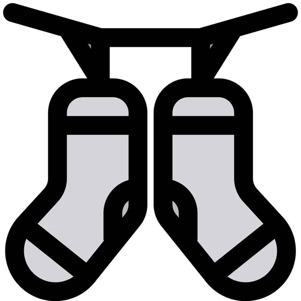 Séchage Des Chaussettes Sur Une Ficelle Aide Clips — Image vectorielle