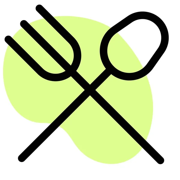 Cuchara Tenedor Cruzados Como Diseño Restaurante Del Hotel — Vector de stock