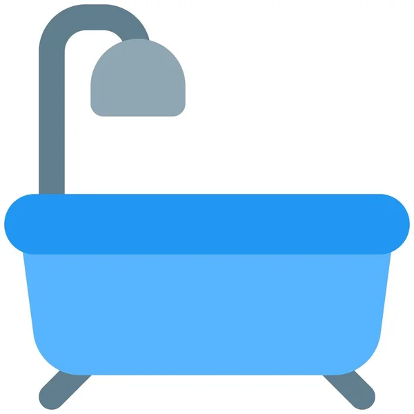 Premium Hotel Bathtub Overhead Shower Layout — Stock Vector