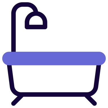 Üst duşlu birinci sınıf banyo küveti.