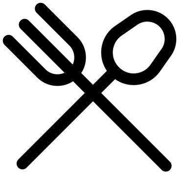 Kaşık ve çatal bir otel restoranının yerleşimi olarak kesişmiş.