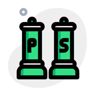 Biber ve tuz şişesi kendi kendine öğütülmüş.