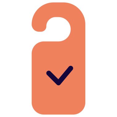 Otel odasının kapısında üzerinde kene izi olan bir askı.