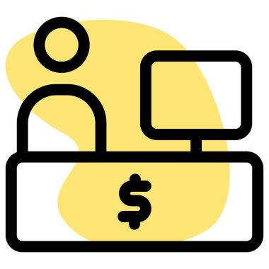 Restorandaki fatura masasındaki bilgisayarlı kasiyer.