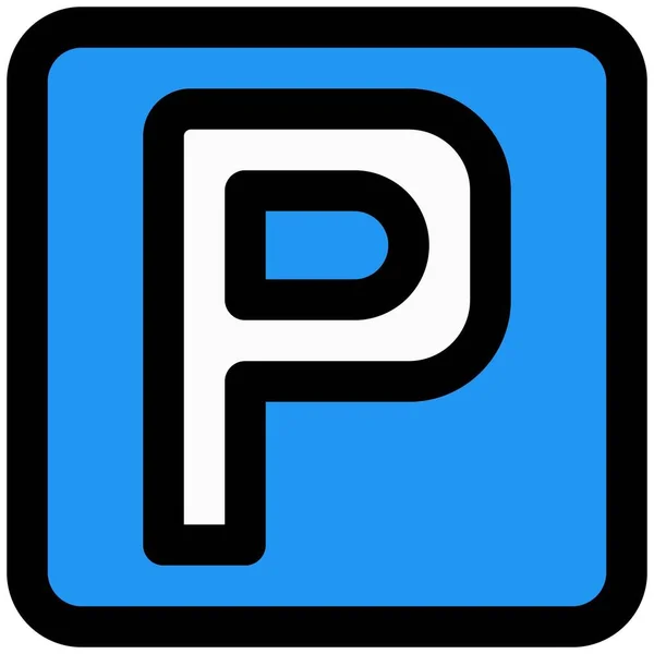 Bilar Trafik Park Område Med Parkering Skylt Styrelse — Stock vektor