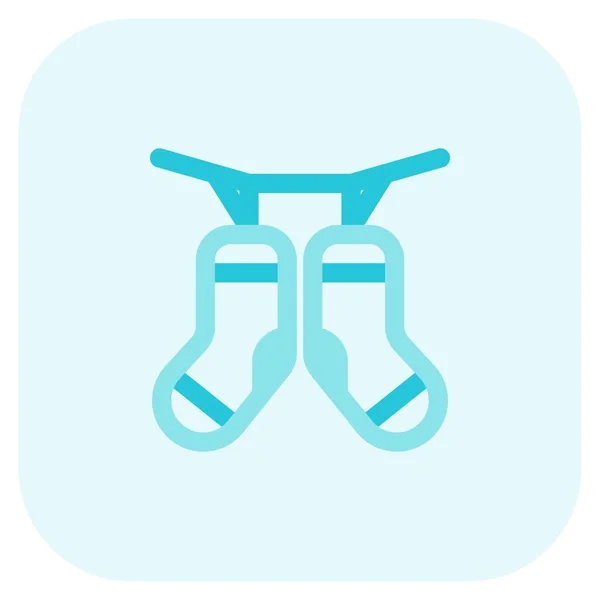 Висушування Шкарпеток Струні Допомогою Кліпс — стоковий вектор