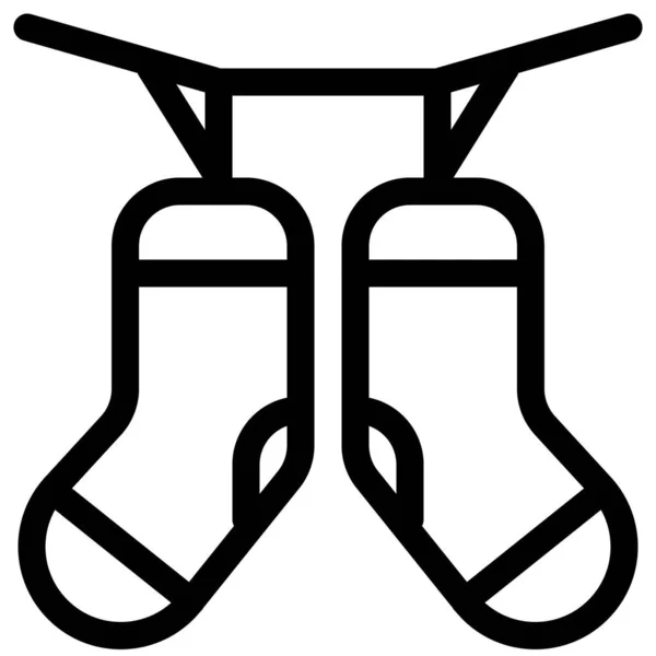 Séchage Des Chaussettes Sur Une Ficelle Aide Clips — Image vectorielle