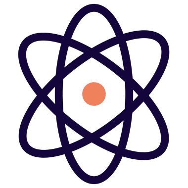 Çekirdekli bilim sınıfı ve etrafında dönen atomlar.