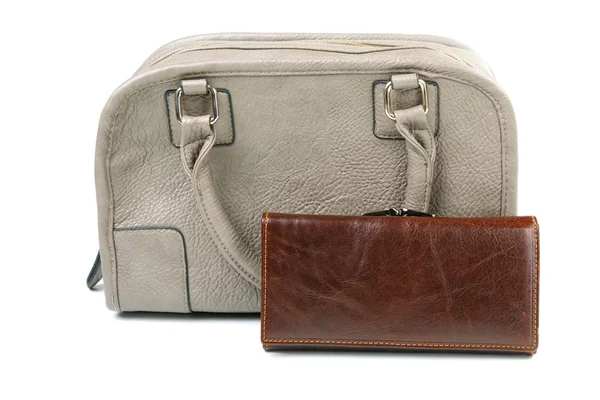 分離された袋の上には、女性の財布 — ストック写真
