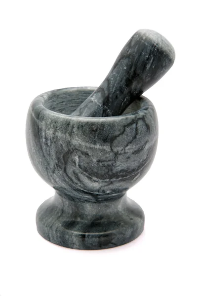 Granite mortar with  pestle isolated on a white background — Stock Photo, Image