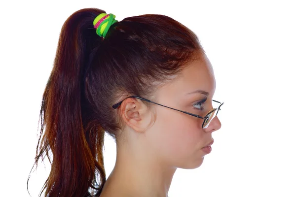 Head of the girl in a profile on a white background — Stock Photo, Image