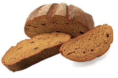 Siyah beyaz bir arka plan üzerinde izole ekmek parçaları