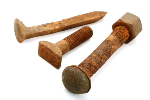 Rusty bolts isolated on white background — Stock Photo, Image