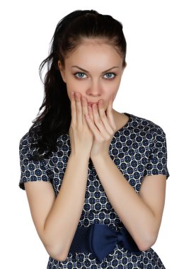 Bir depresyon beyaz bir arka plan üzerinde elbise kız